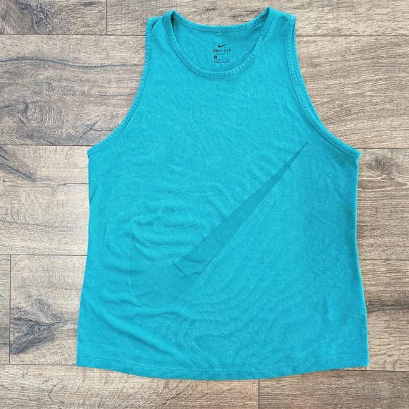 Nike Medium Dri Fit Running Workout Gym Tank Top Sleeveless Green Turquoise Teal - Picture 1 of 6